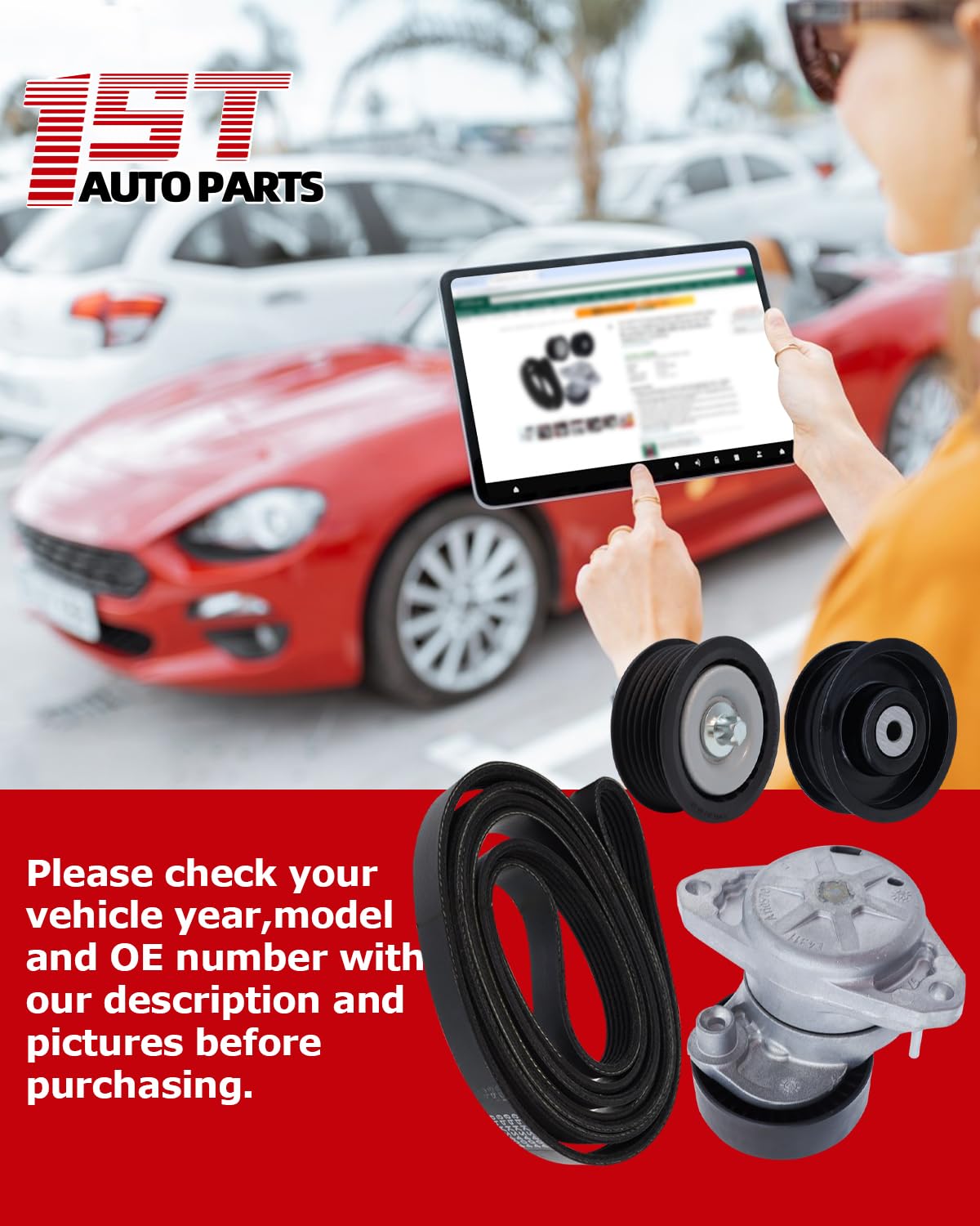 1ST Engine Drive Belt Tensioner & Idler Pulley Kit for Mercedes-Benz, for Chrysler Freightliner, for Dodge 2300 2500, 2005-2013 Replaces OE: 2722021019 2722021419 6PK2404 2722000270