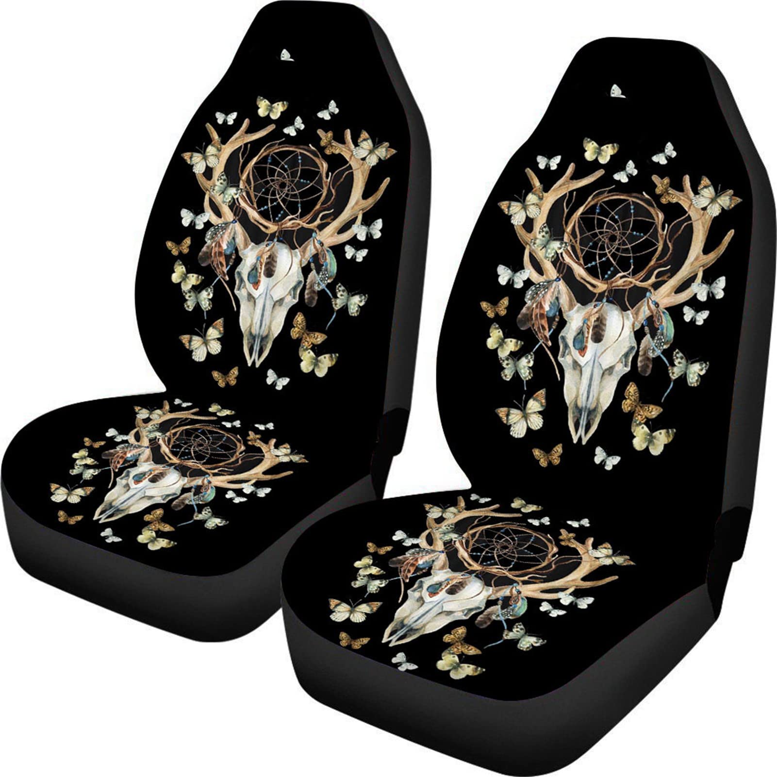 Showudesigns Universal Car Seat Cover Full Set Flower Bee Print Front Seat Covers 2 pc Protector Car Mat Covers, Fit Most Vehicle, Cars, Sedan, Truck, SUV, Van Yellow — view 18