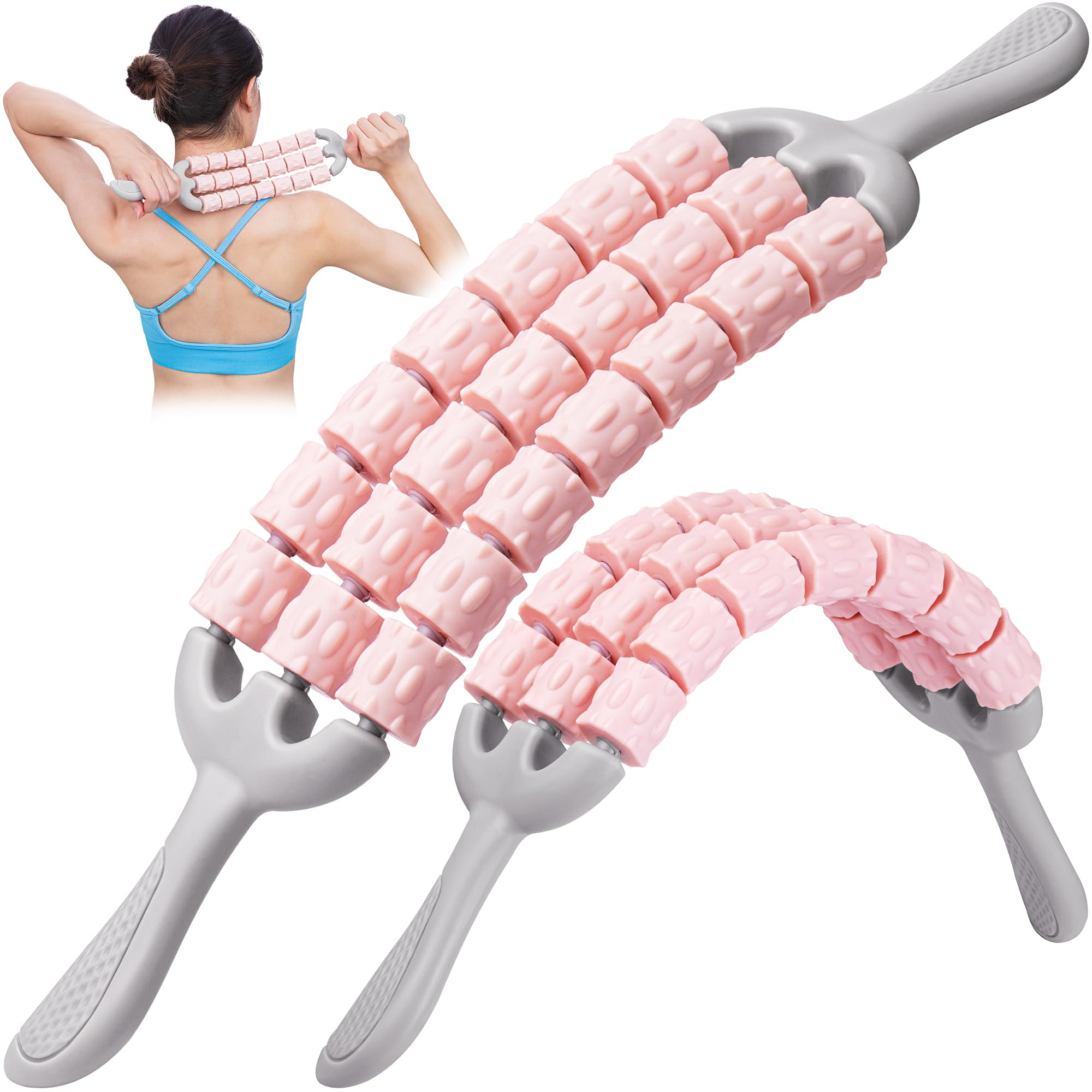 Triple Roller Massage Stick - Body Massager for Muscles - Fascia Rolling Tool - Deep Tissue Therapy - Myofascial Release - Lymphatic Drainage - by Cozlow