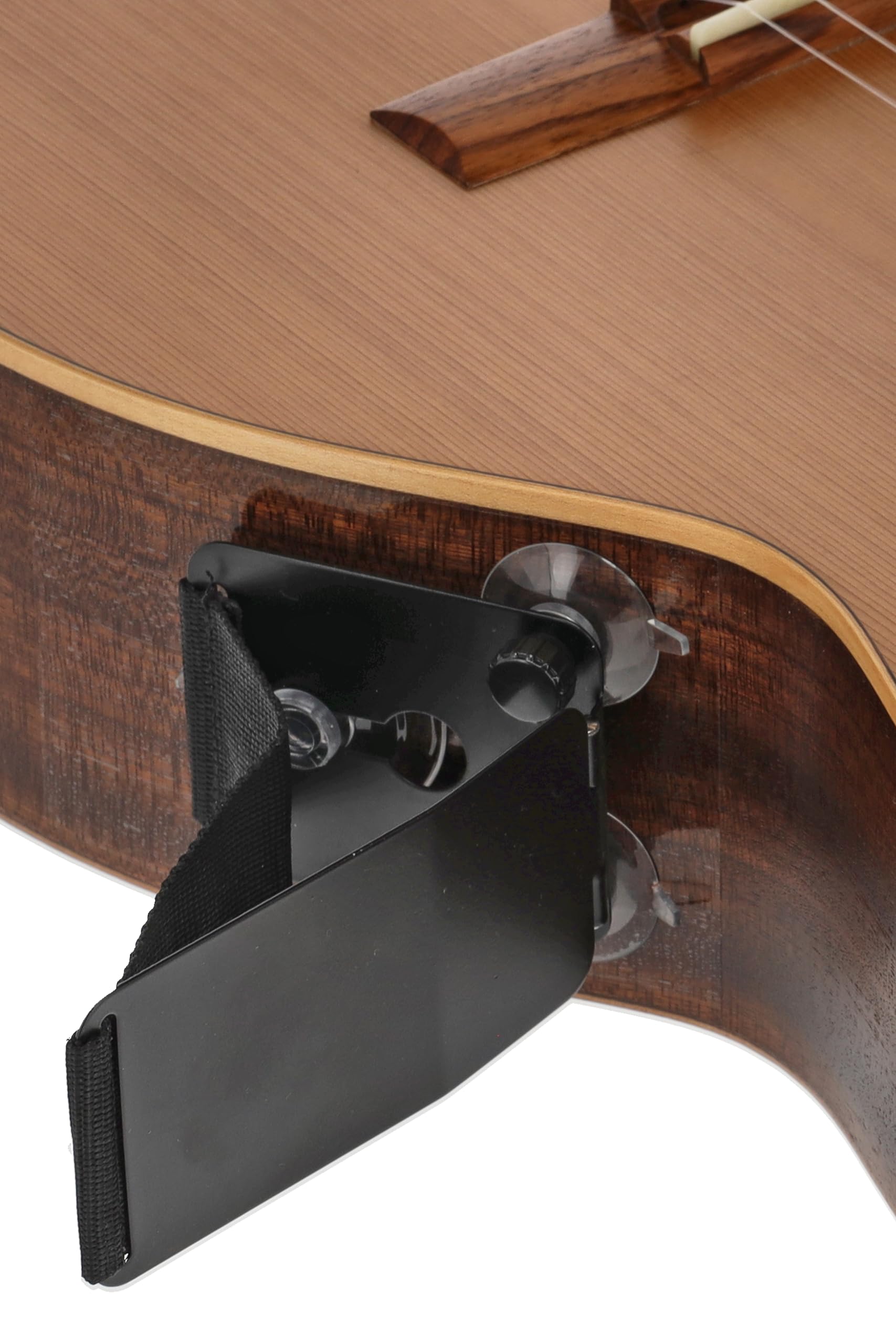GEWA Soporte para guitarra tenor - plegable de metal - estrecho, también adecuado para aros planos - cinta cosida - negro