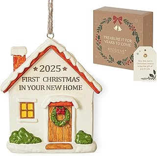 First Christmas in New Home 2025 - Storieme New Home Bauble Gifts for Couples Friends New Homeowners - Housewarming Gift Christmas Tree Decoration Ornament