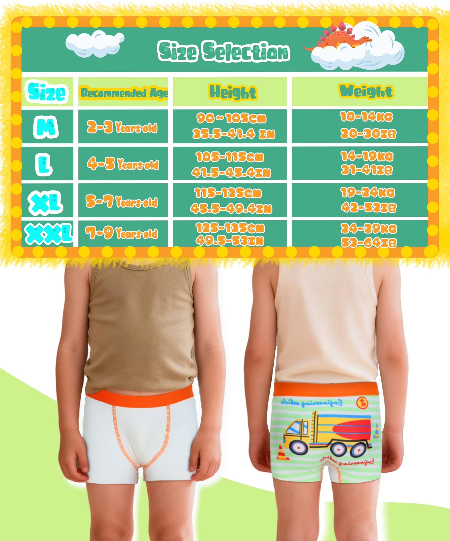 Boxer Enfant Garcon Coton Doux Calecon Enfant Garçons, Confortable Respirant Boxers Garçon, Dinosaure Motif Caleçon Garçon, Boxer Garcon Tout-Petits Enfants Lot de 8 pour de 2 à 9 Ans