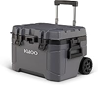 Igloo Trailmate 52Qt Wheeled Cooler - Rugged Hard Shell Ice Chest, 80-Can Capacity, Made in USA, Superior Traction Wheels