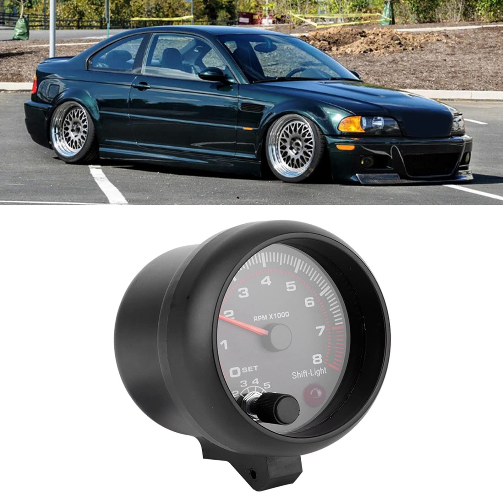 Contagiri Universale per Auto Nero 0-8000 Giri/min 12V Contagiri per Automobili Adatto per Veicoli a Benzina e Motori a 4-8 Cilindri