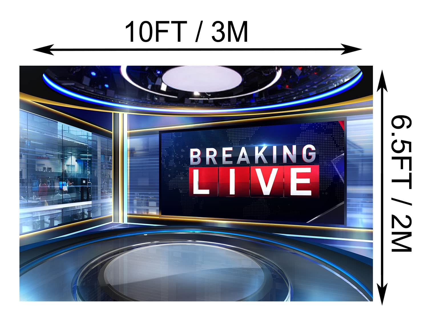 CORFOTO 10 X 6.5 Ft Fabric News Background, Photography, TV Show, Latest News, Monitor Equipment, Microphone, Reporter, Interview, Center, Camera, Media, Video, Photoshoot, Background