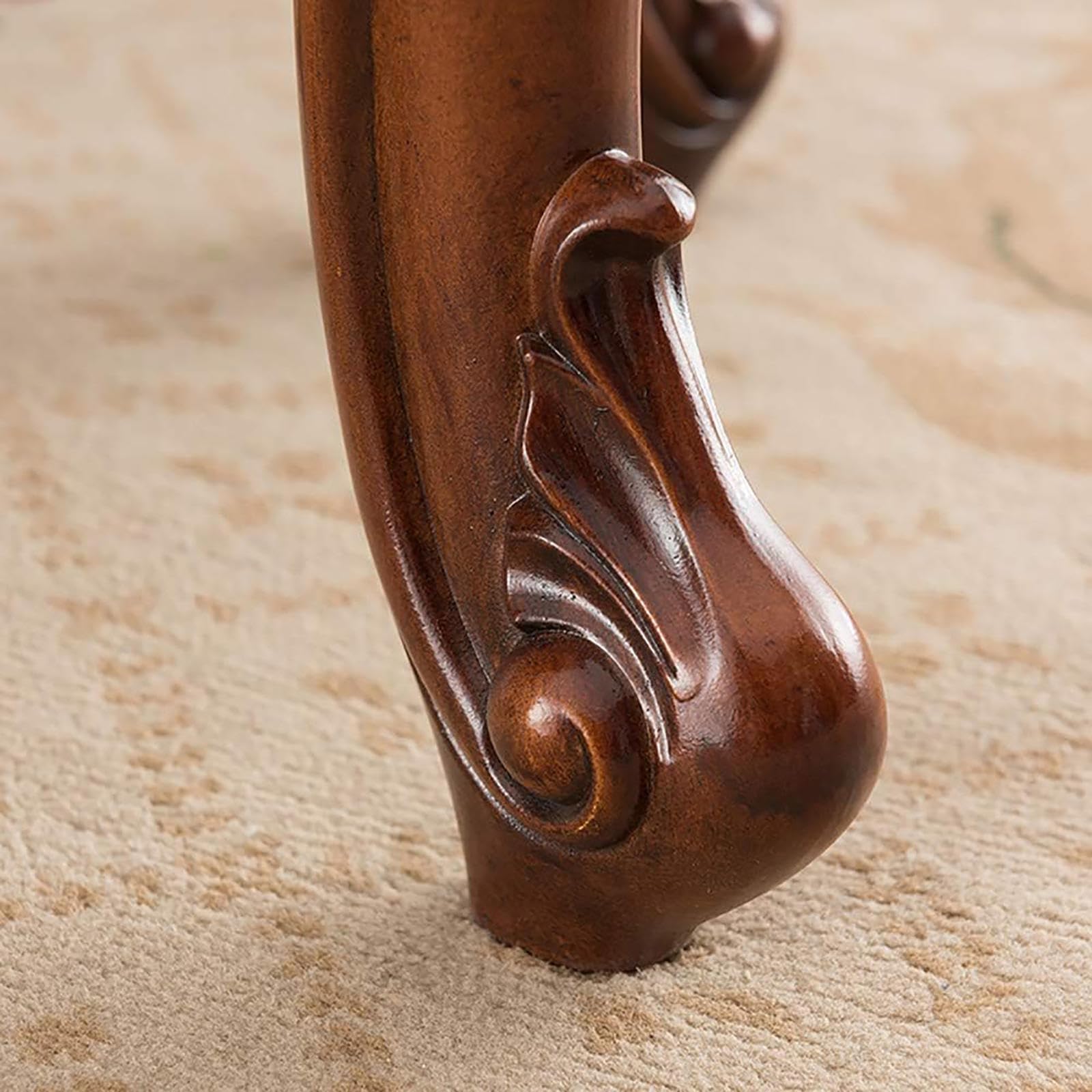 JIOWEUOE Poggiapiedi rotondo in pelle, stile medievale, con cuscini; sgabello in pelle; sgabello per camera da letto in rovere massiccio con quattro gambe in legno; sgabello decorativo in stile