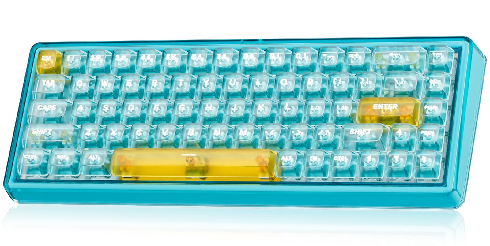 Base68 Silent Wireless Mechanical Keyboard,65% Layout Self-Designable,Pre-lubed Placid Switch,RGB Backlit Computer Gaming Keyboards for PC/Tablet/PS/Xbox - Your Keyboard, Your Canvas