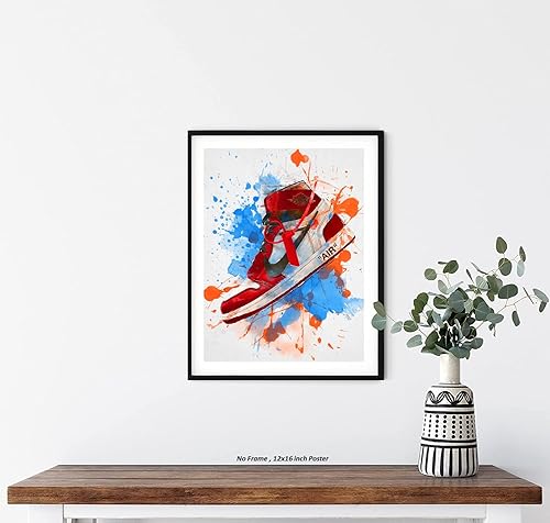 Miniatura 5 de Hypebeast - Póster de acuarela de Chicago para tenis, (12 x 16 pulgadas), sin marco, arte de pared AJ, decoración de habitación de Hypebeast, póster