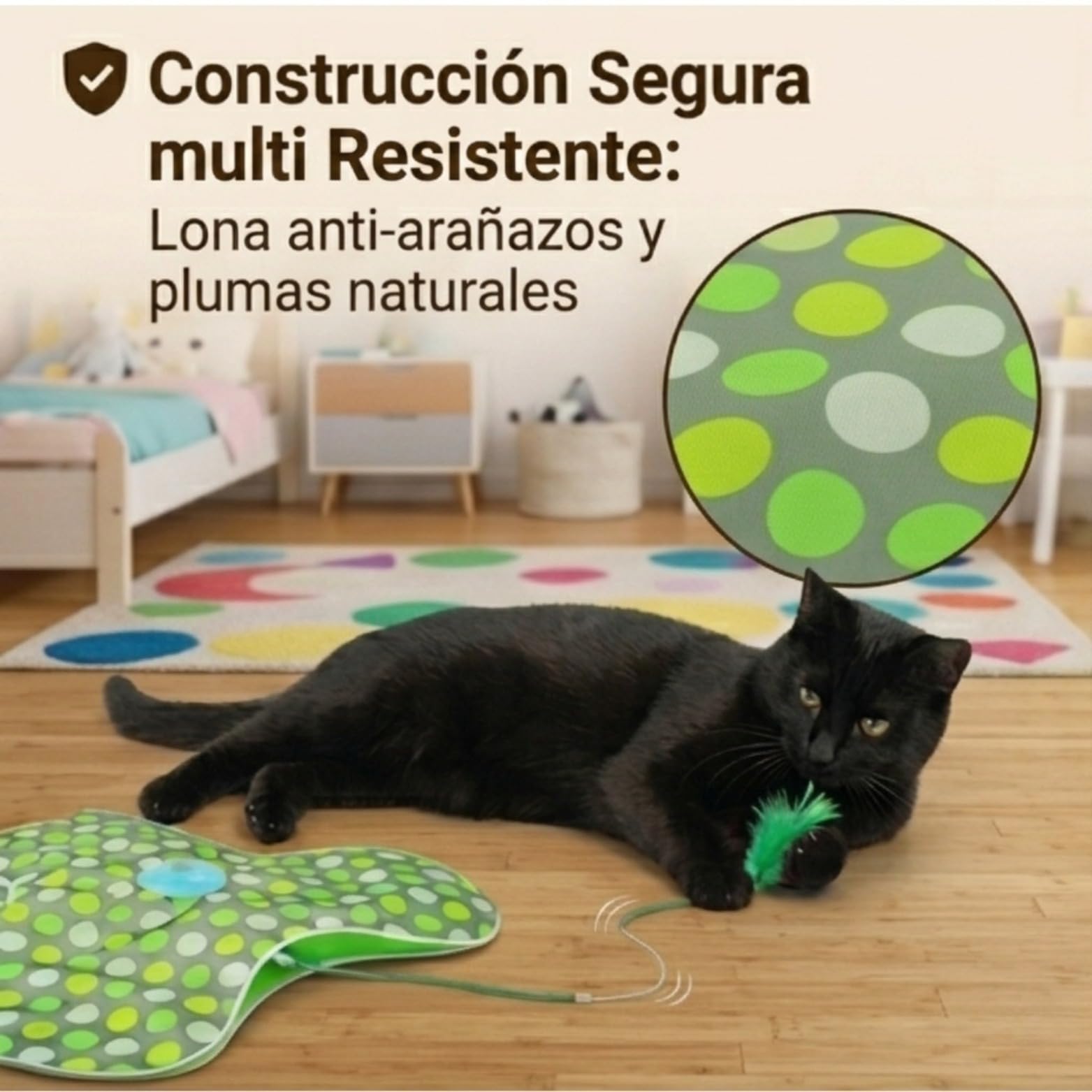 Kory Juguete Interactivo Gato con Manta de Escondite - Juguetes para Gatos Recargable USB con 3 Modos de Velocidad - Juguete Gato Interactivo y Sensor Táctil - Cat Toys con Plumas Móviles Ocultas
