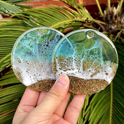 Miniatura 6 de ResinWorld Juego de moldes de 25 cavidades de círculo plano brillante grande + mediano + pequeño de silicona, molde de pendientes redondo perforado,