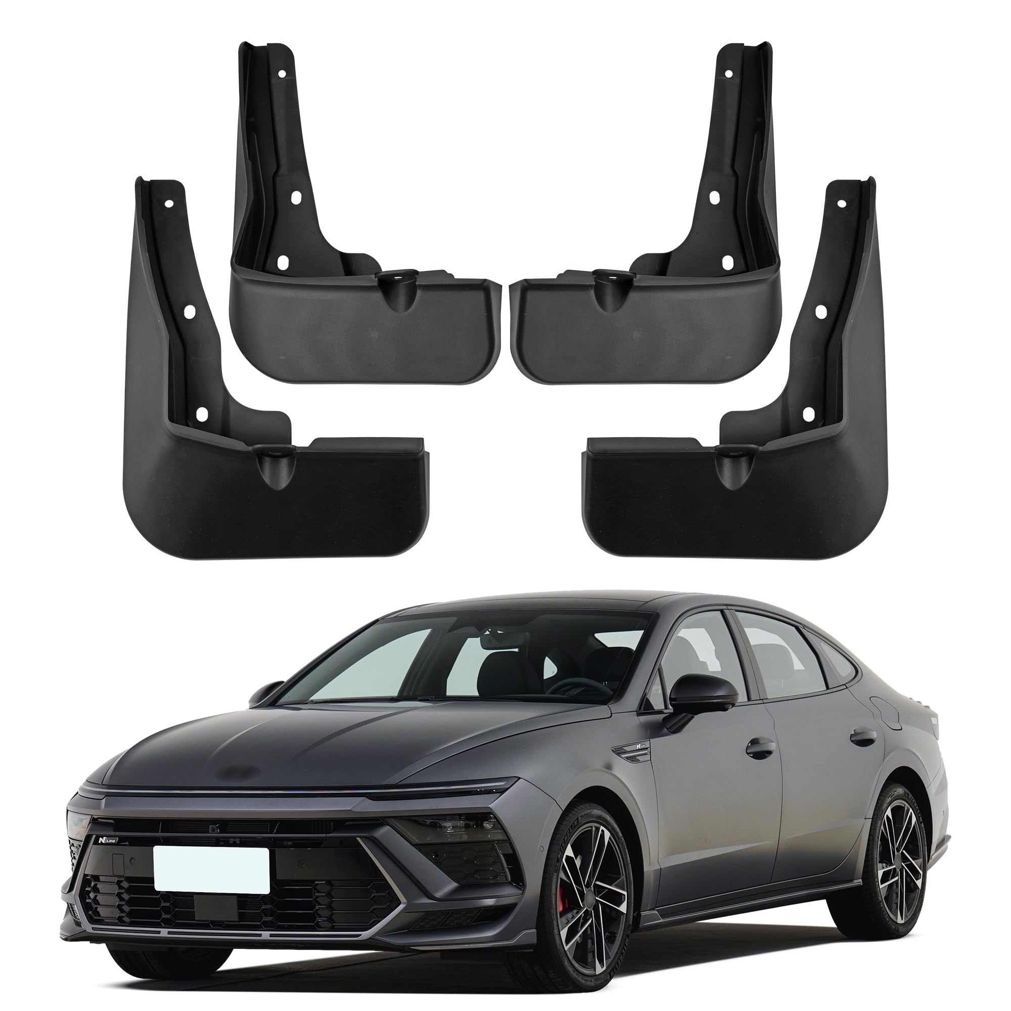 Set Mud Flaps for Sonata SEL 2024 Heavy Duty Front and Rear Mudguards Fender Flares No Need to Drill Holes with Sonata Accessories(Not for N-Line)
