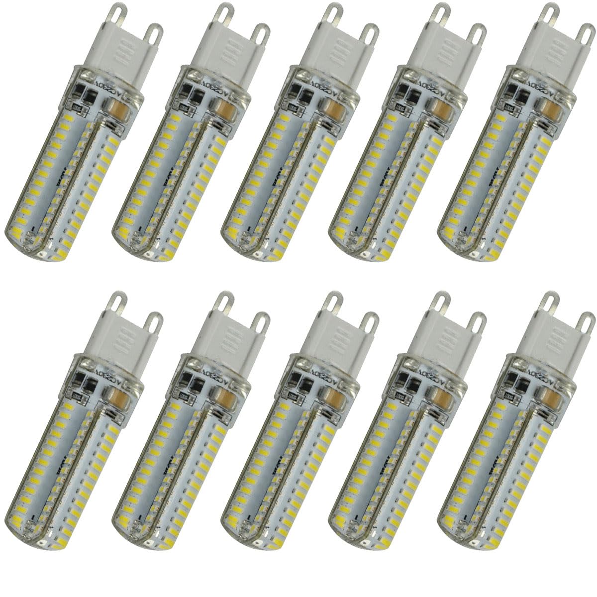 Aoxdi G9 LED Light Bulbs 6W, 104 SMD 3014 LED Spotlight Crystal Lamp, AC220-240V, 10-Pack