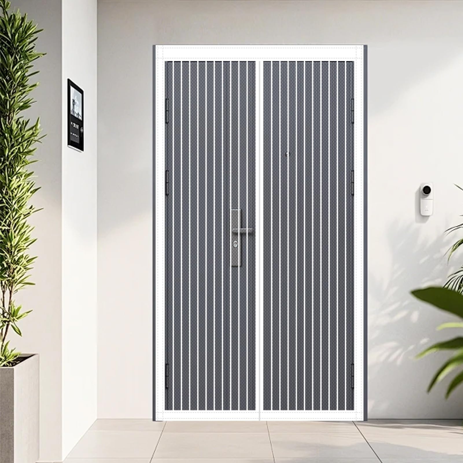 Mosquito Door Net Magnetic 75 x 196 cm Easy to Install Without Drilling Magnetic Door Curtains Automatically Closes/Keep Open Feature for Home Office Balcony Patio Garden, White