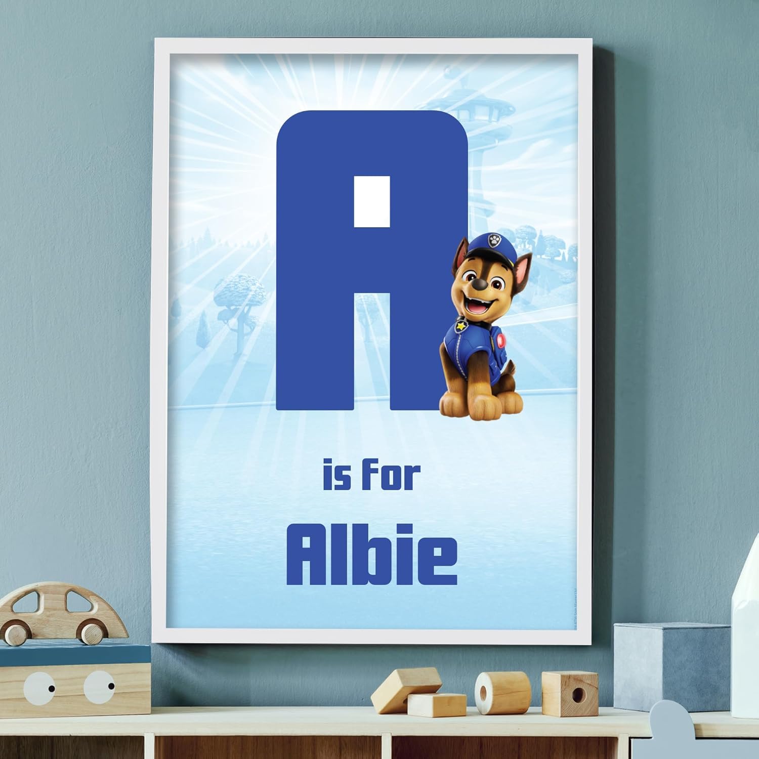 Themed Paw Patrol Print - Chase Letter and Name Personalised Poster Wall Art (29.7cm x 42cm - A3)