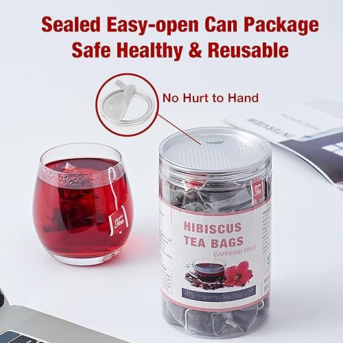 Miniatura 4 de 45 bolsas de té de hibisco, té de flores de hibisco seco, té de rosa mosqueta de hierbas comestible natural (Flor de Jamaica), sin cafeína, sin