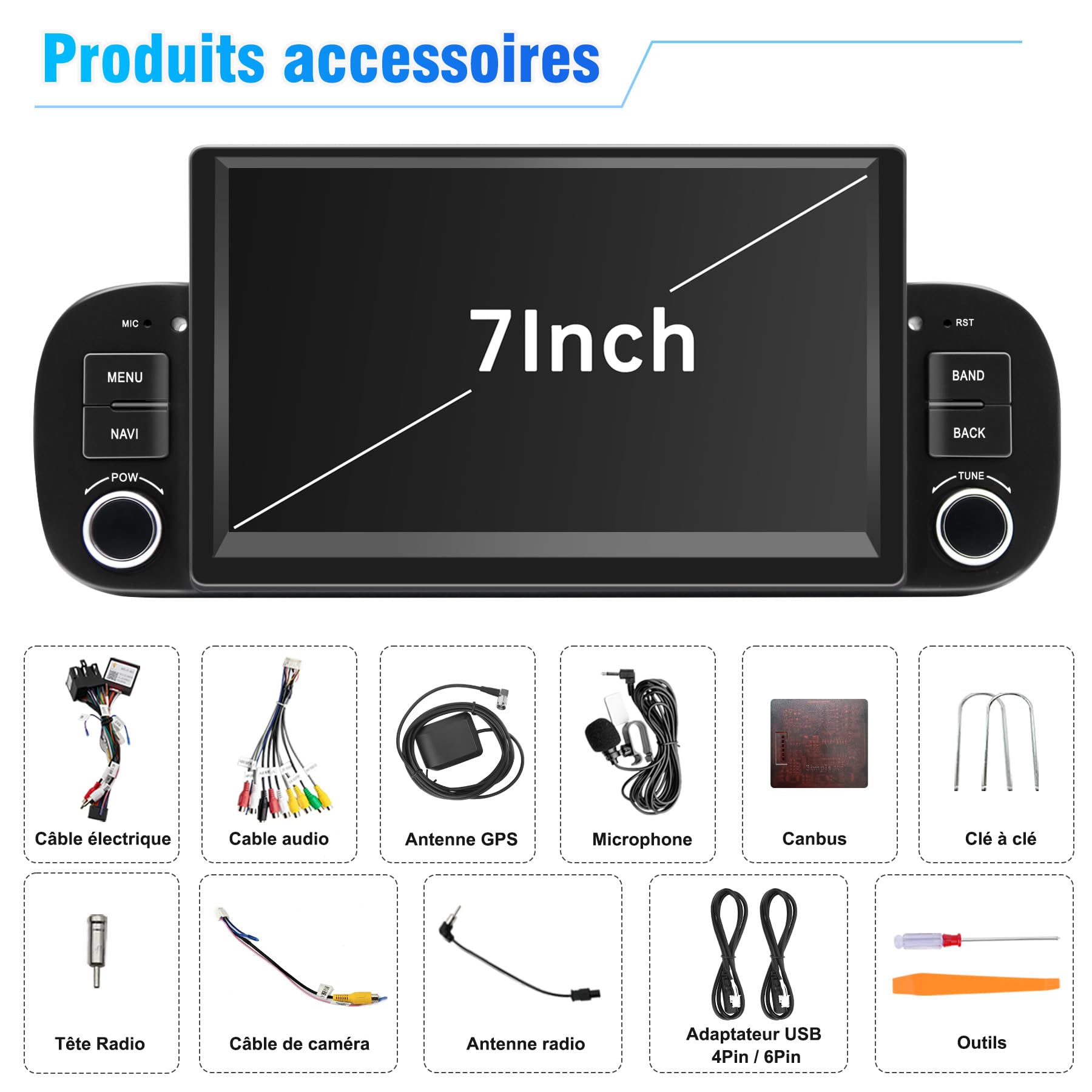 Autoradio per Fiat Panda 2013-2020, Android 13, Schermo Touch IPS 7" | Android 13 2G+64G con GPS Navi, Bluetooth, WLAN, DSP, Comandi al Volante, Schermo Touch IPS da 7 pollici