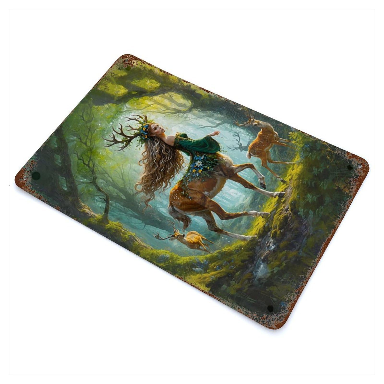 Whispers in The Wildwood Rust Effect Tin Sign 11.8"x7.9", Ideal for Cafe, Home Bar And Lounge Decor