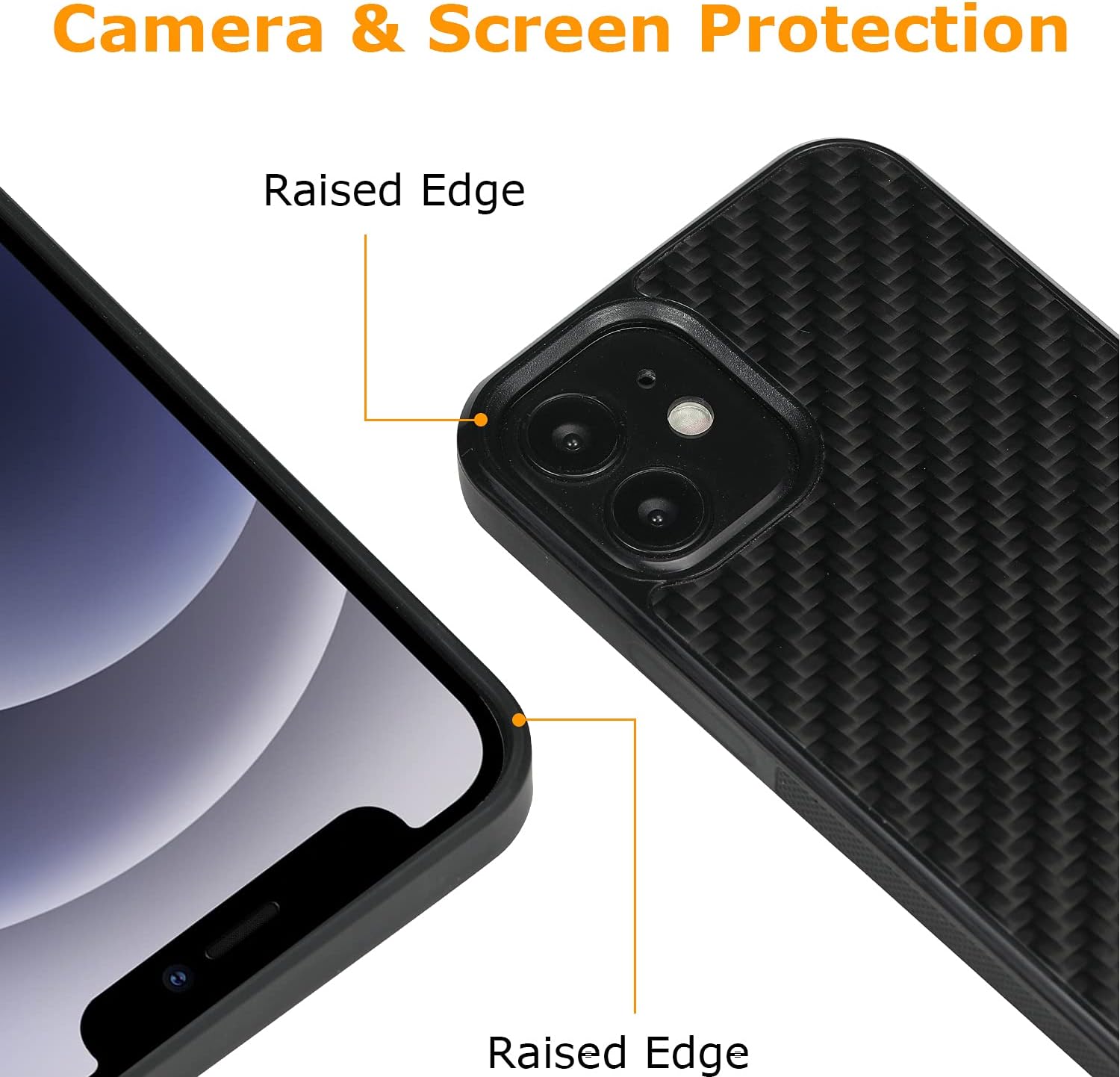 Grip Series for iPhone 12 Mini Case with Real Weave Carbon Fiber, Built-in Metal Plate for Magnetic Mount, Works with Qi-Certified Chargers, Glossy Black/Weave