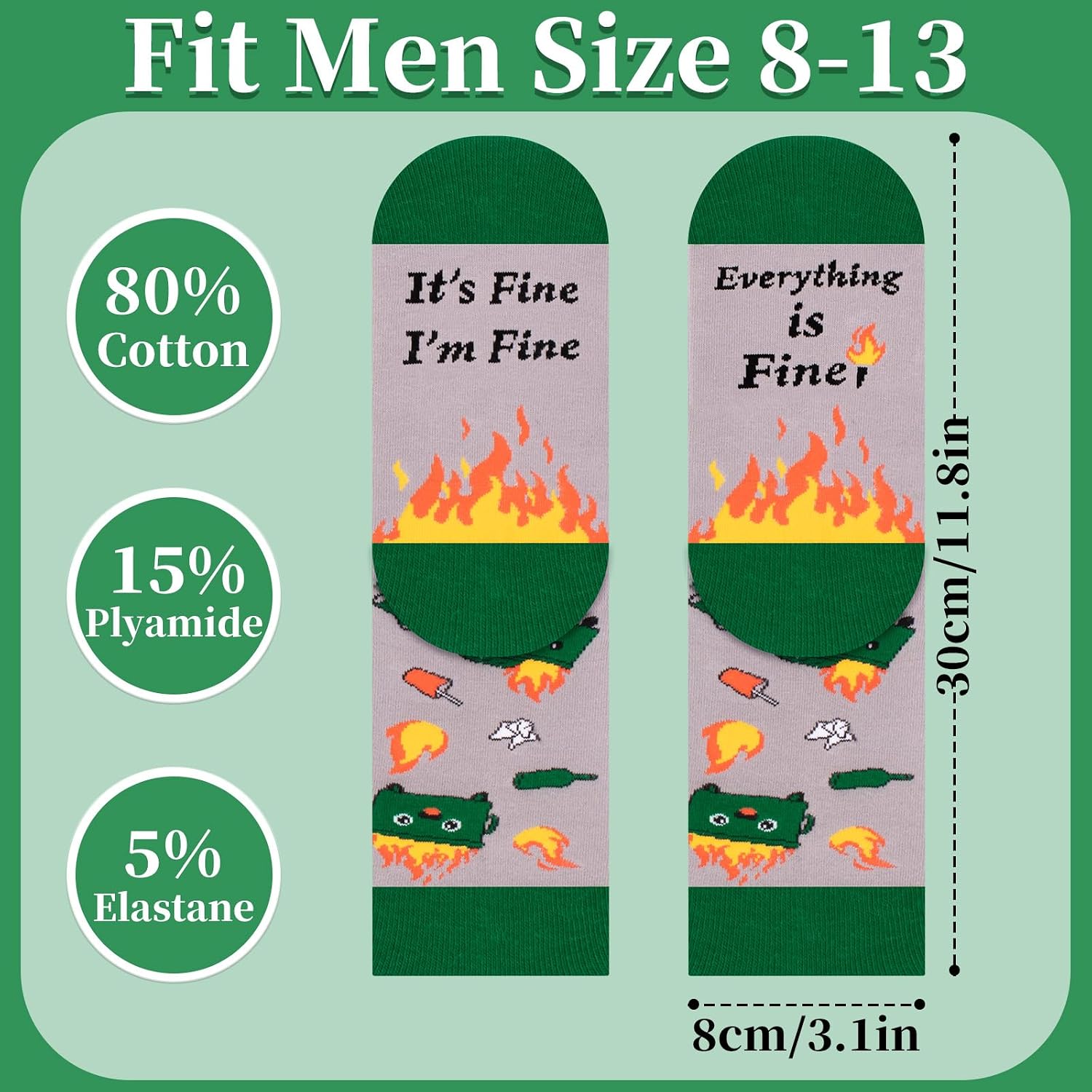Dumpster Fire Socks – Funny Positive Socks for Men, Unique Birthday Christmas Gag Gift for Co-Workers