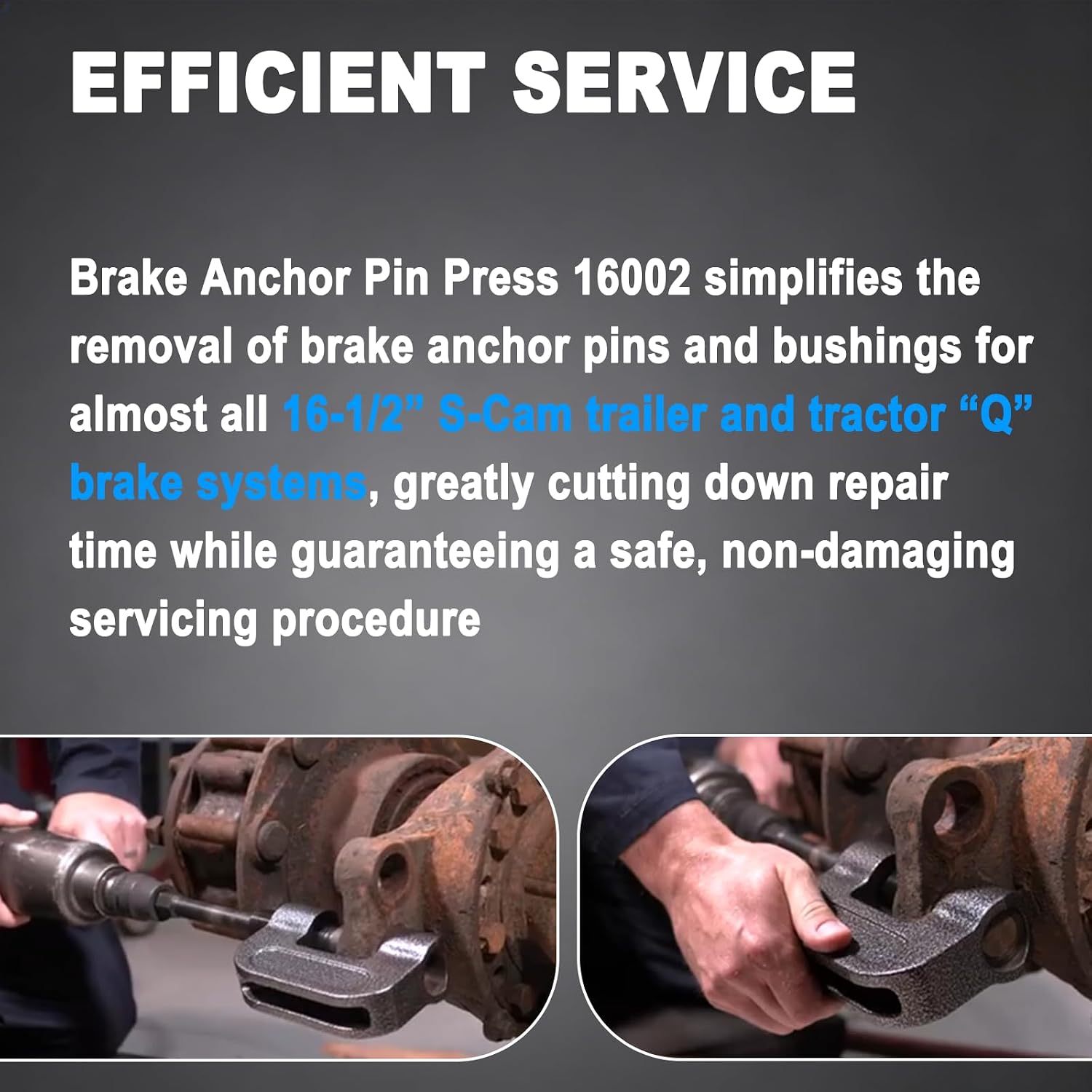 16002 Brake Anchor Pin Press for Commercial Heavy Duty Semi Trucks, Works on Class 6-8 Transportation Equipment,10 Ton Capacity