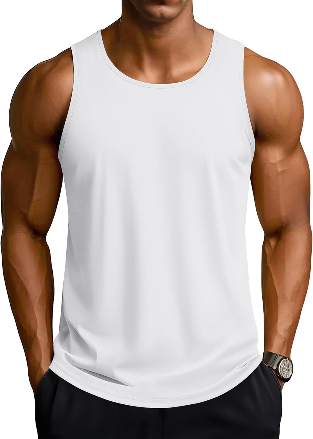 TACVASEN Mens 3 Pack Workout Tank Tops Dry Fit Sleeveless Summer Sun Shirts UPF 80+ Quick Dry for Running Swim Gym Beach