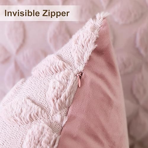 Miniatura 6 de OTOSTAR Set of 2 Soft Plush Short Wool Velvet Decorative Throw Pillow Covers with 3D Flower Pattern Cushion Covers - Couch Sofa Pillow Covers for