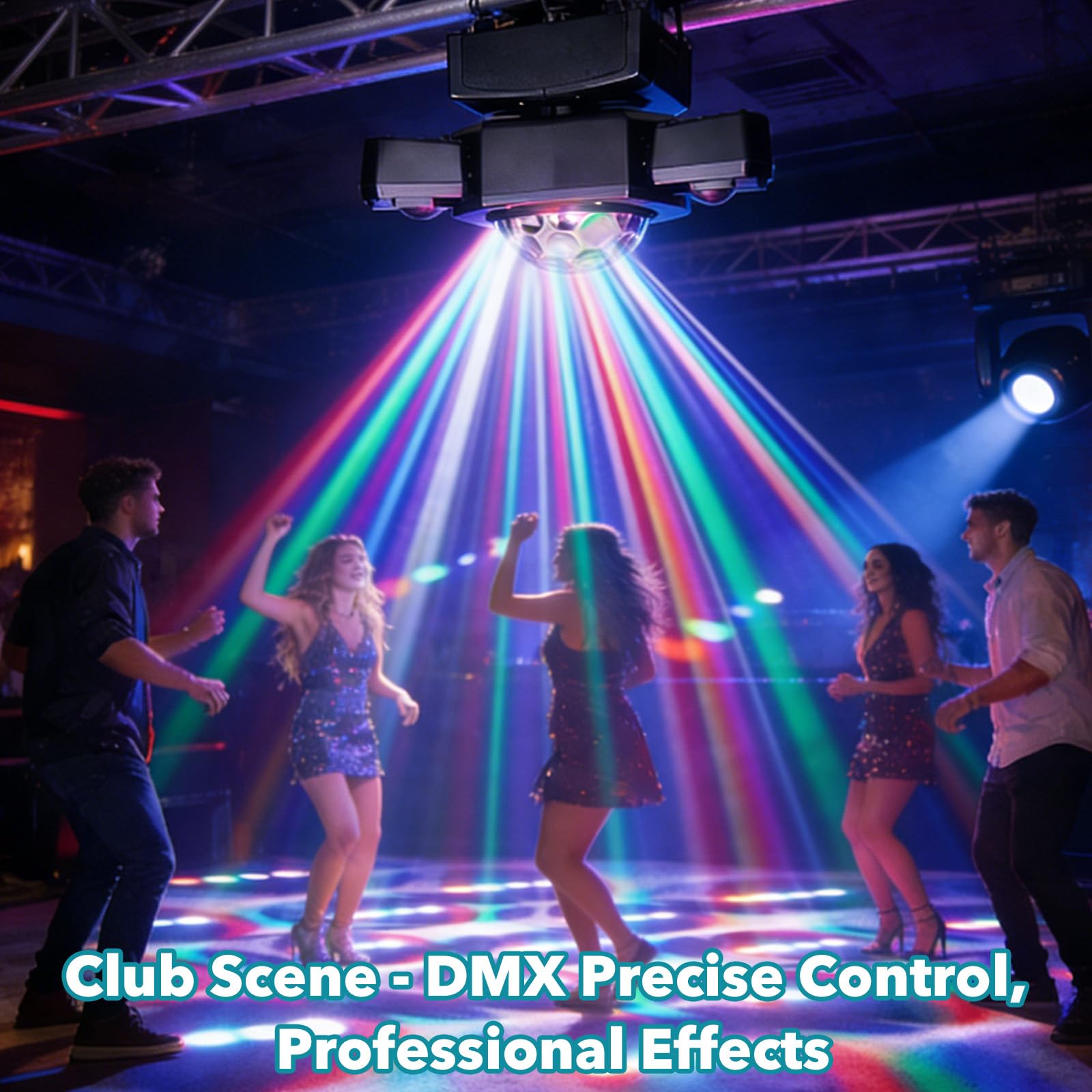 80 W RGBW LED Illuminazione da palcoscenico DJ con effetto fascio RGB, 20 canali DMX512, suono attivato Strobe, Master-lave Auto Run, 0-100% oscuramento delicato per feste, club, discoteche, matrimoni