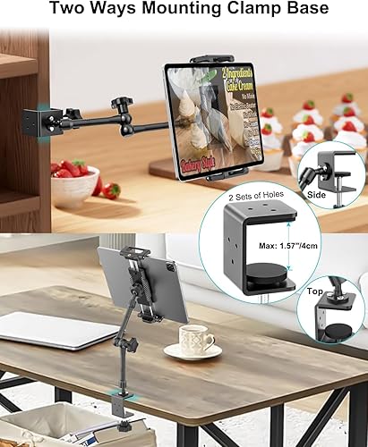 Miniatura 2 de Soporte para tablet de gabinete de cocina, hasta 15.6 pulgadas Soporte de tableta de brazo de metal de 360 para debajo del gabinete, soporte de