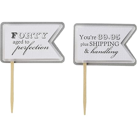 Amazon Com All About Details 40th Birthday Quotes Cupcake Toppers Set Of 12 Gray 2in Wide 4in Tall Kitchen Dining