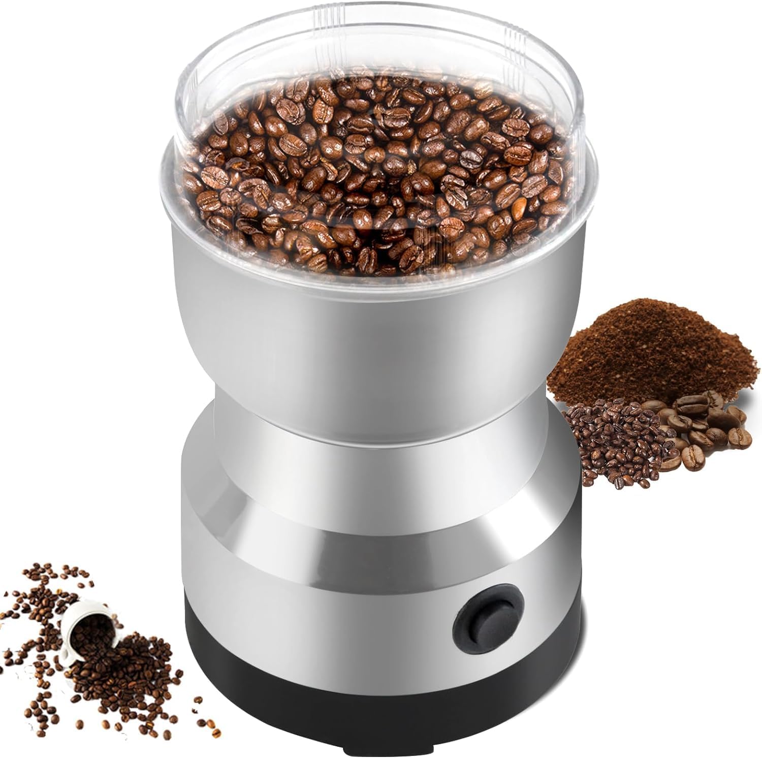 Stainless Steel Portable Coffee & Spice Grinder Electric Dry Mill for Coffee Beans, Herbs, Masala, Seeds, Nuts & Grains-image-23