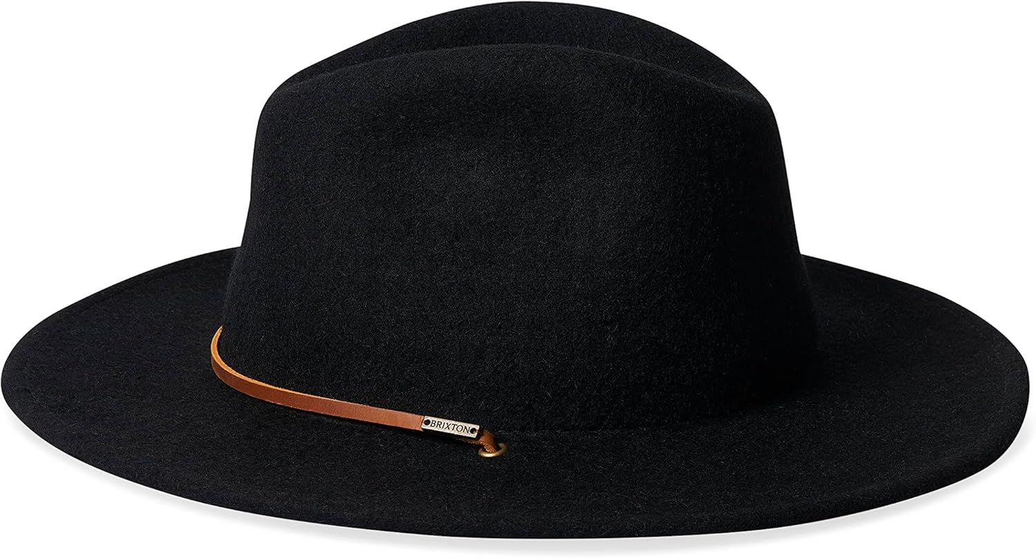 Brixton Men's Field Wide Brim Felt Fedora Hat, black, Medium - Image 3