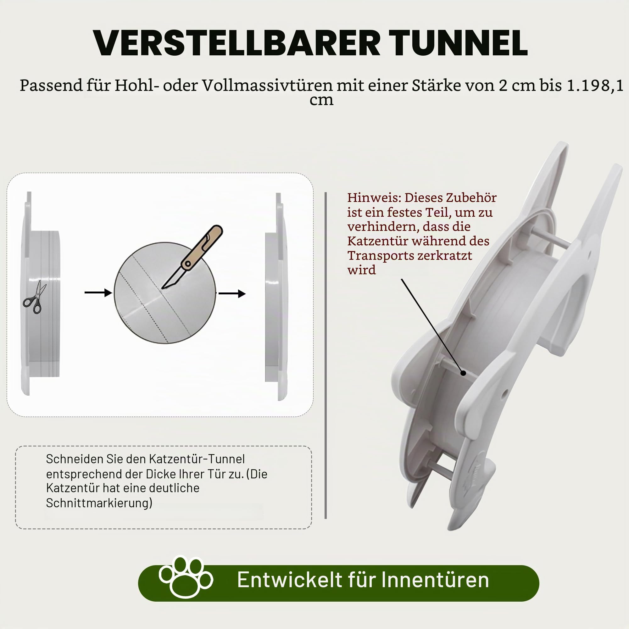 Wordcam XL Große Katzentür Innentür, Katzentür für für den Innenbereich für alle Katzen, Haustiertüren für Katzen, Kätzchen und kleine Hunde (Weiß)