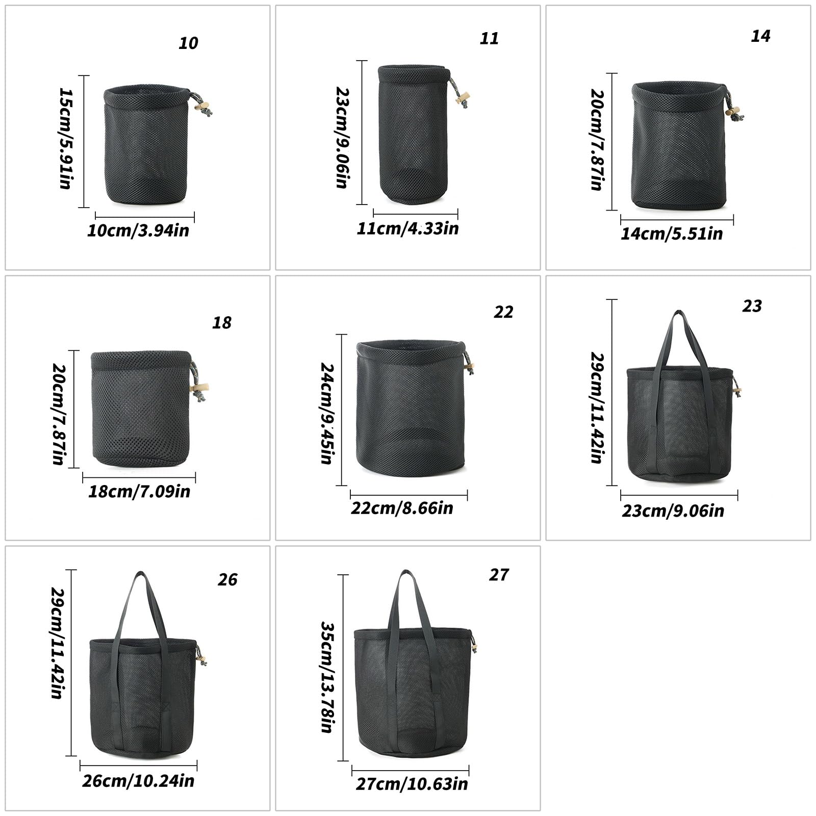 Borsa per pentole da campeggio leggera e ventilata con chiusura a coulisse e tasche in rete per riporre attrezzi da esterno Borsa per riporre pentole da campeggio in tessuto a rete con coulisse da