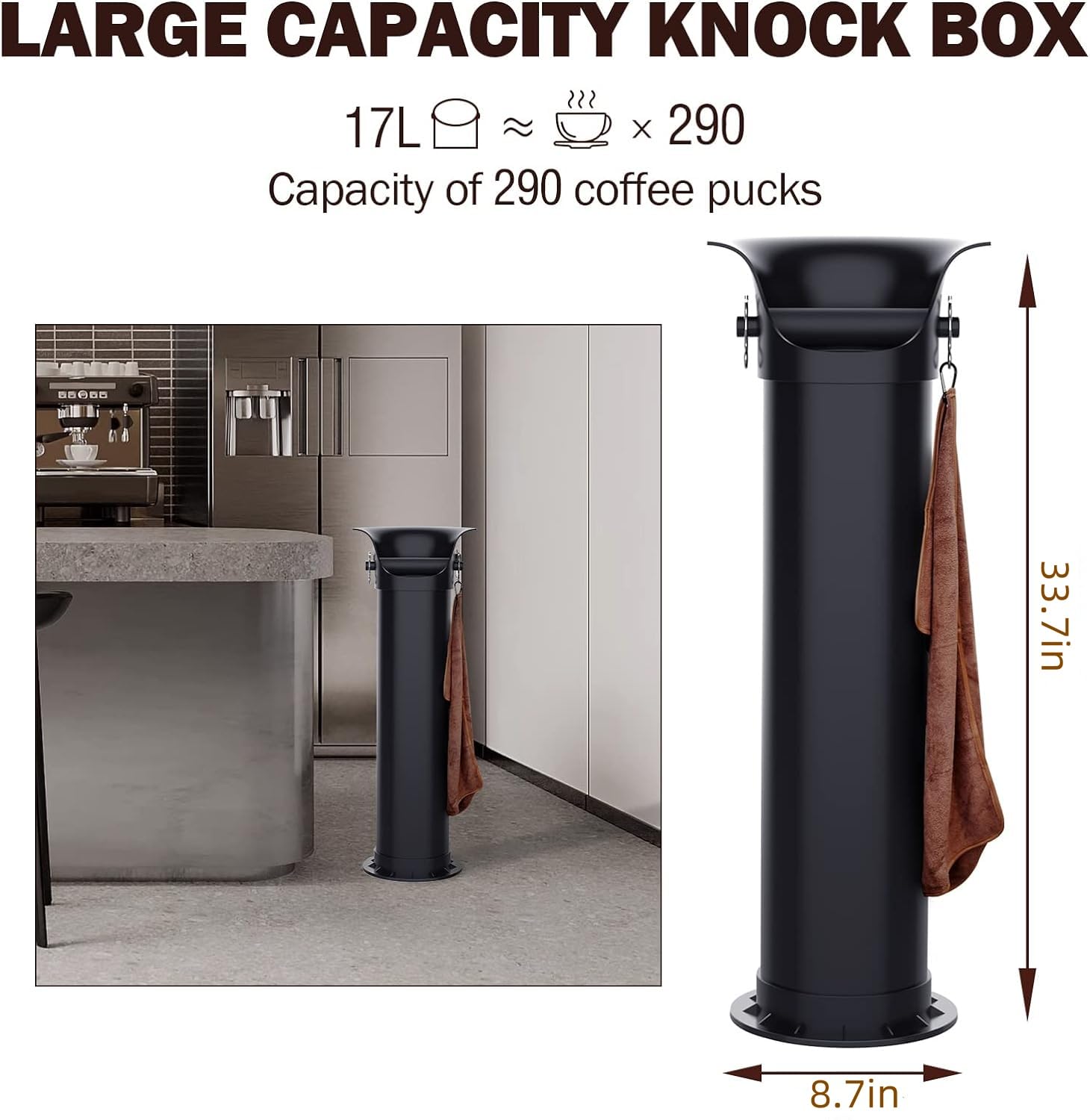 Boîte à Café Knock Box - Poubelle de Collecte de Marc de Café au Sol pour les Cuisines à Domicile