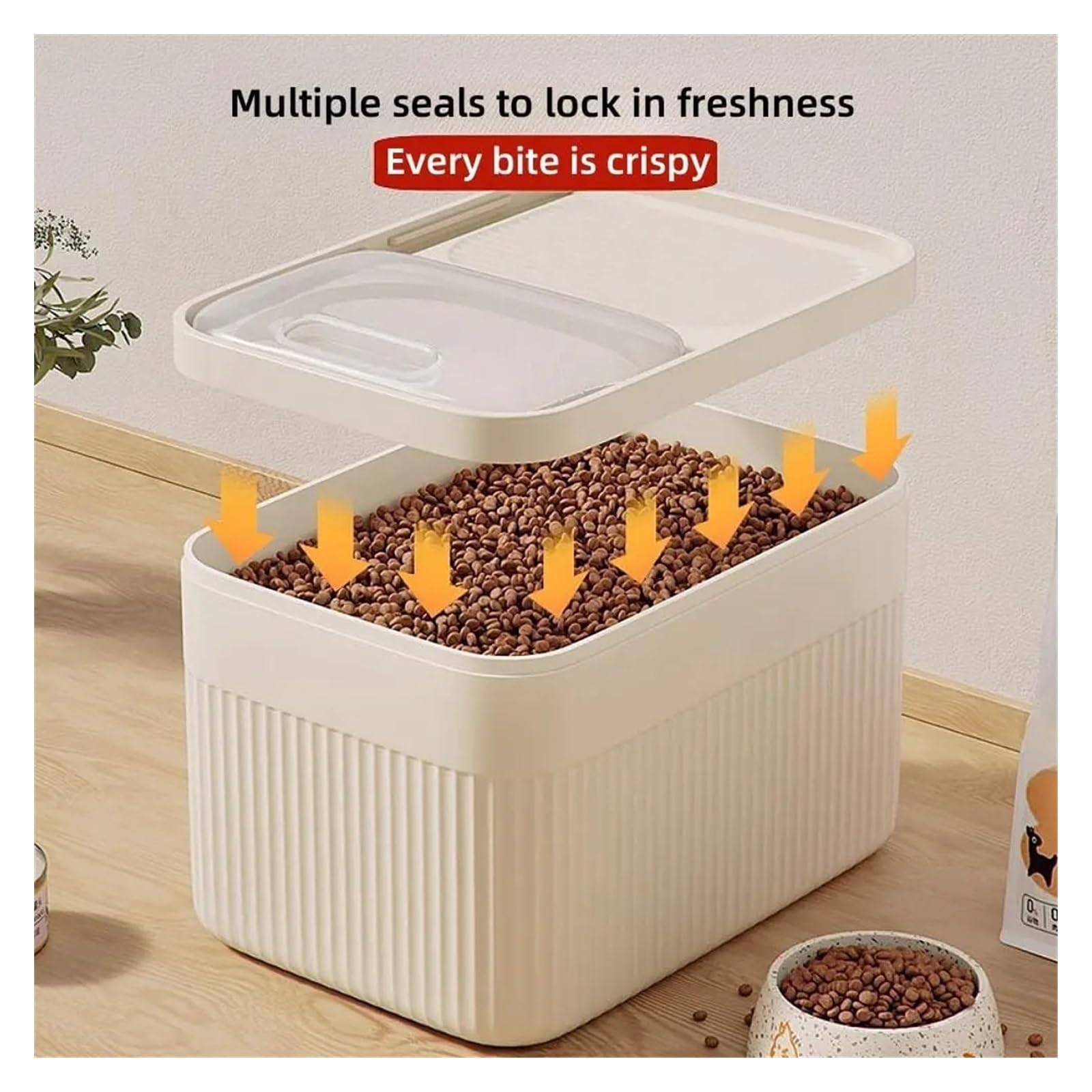 Secchio grande ermetico for cibo secco for cani e gatti | Fusto sigillato resistente all'umidità, interno spazioso, contenitore multiuso for alimenti for animali domestici(16L)