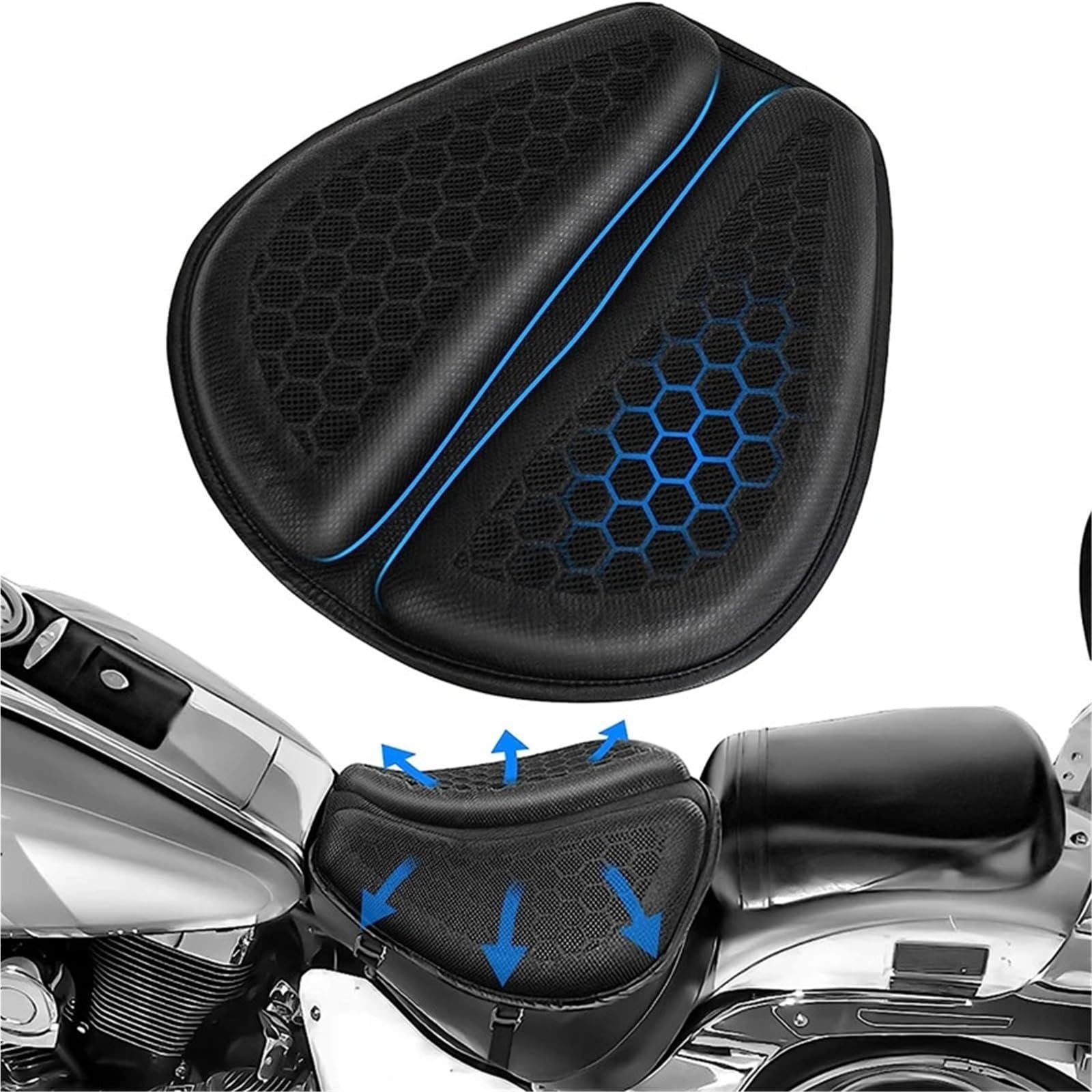 Sitzkissen Motorrad Sitzkissen Stoßdämpfung Dekompression Gel Waben 3D Komfortable Universal(Set 1 Cushion)