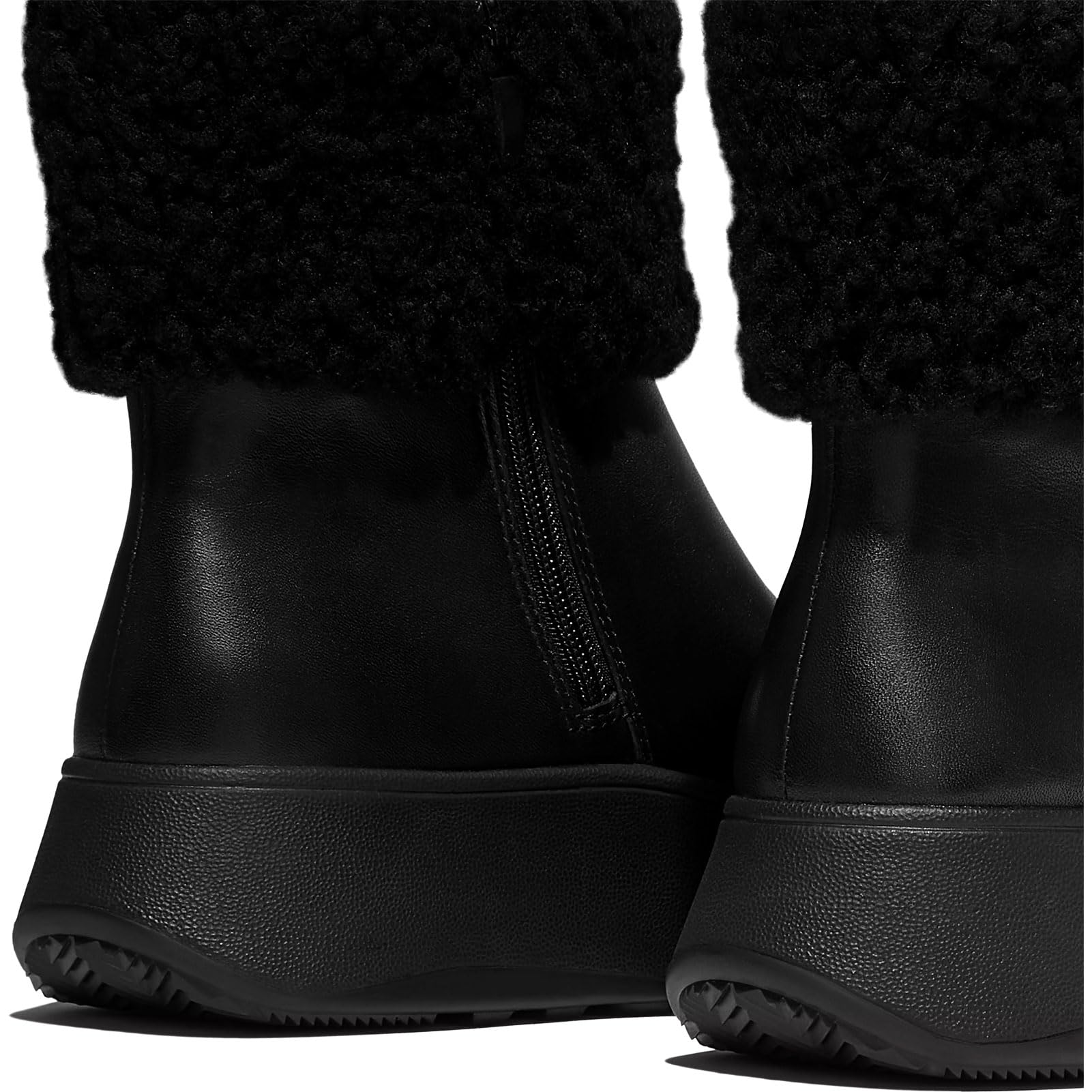Fitflop F-Mode Shearling-Collar Zip-up Leather Ankle Boots, Botas Cortas al Tobillo Mujer