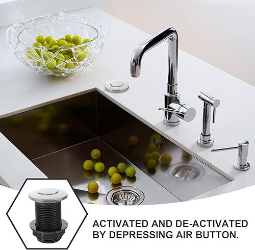 Miniatura 5 de Interruptor de aire neumático de bomba de piscina de 1.260 in para eliminación de basura, botón activado por aire superior del fregadero, ABS y