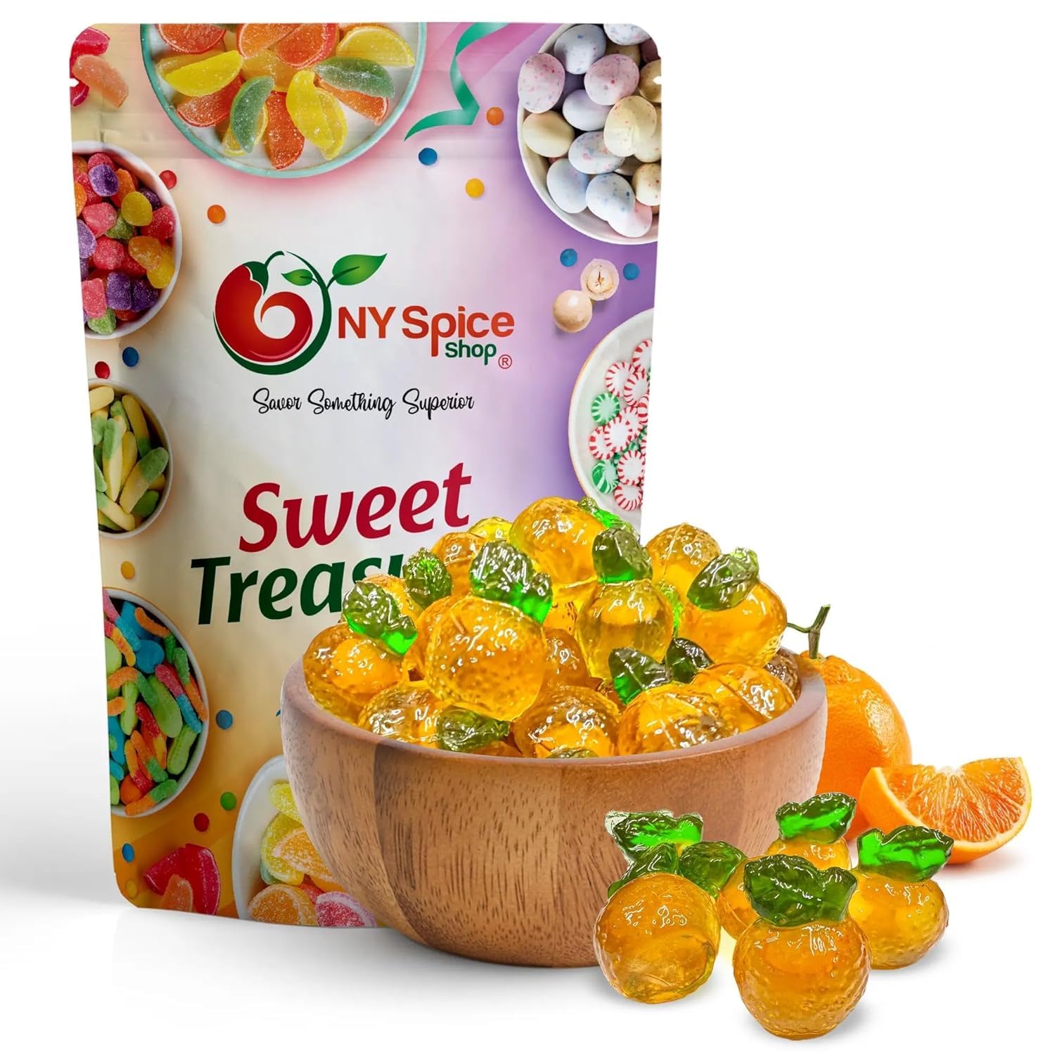 NY Spice Shop Orange Burst Juice Jelly Candy - Soft and Chewy Fruit Candy - Juicy Fruity Gummies Candies - Healthy Chewy Snacks (3 Pound)