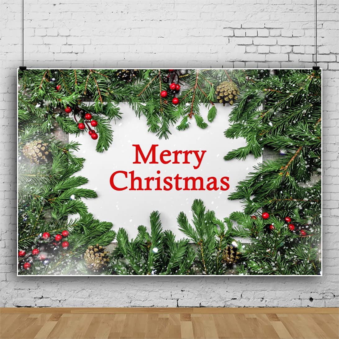 AWERT 5x3ft Merry Christmas Backdrops Xmas Tree Pinetree Cone Falling Snowflakes Fir Branches Photography Backgrounds New Year Eve Party Decortions Supplies Kids Portrait Photo Studio Props