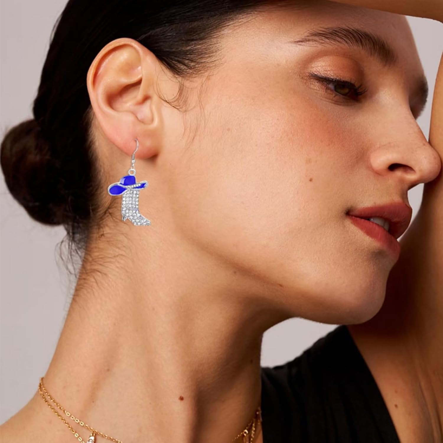 WCRAZYE Western Earrings Necklace Sets for Women Enamel Sparkly Rhinestone Cowgirl Boots Wild West Country Rustic Style Earrings - Image 5