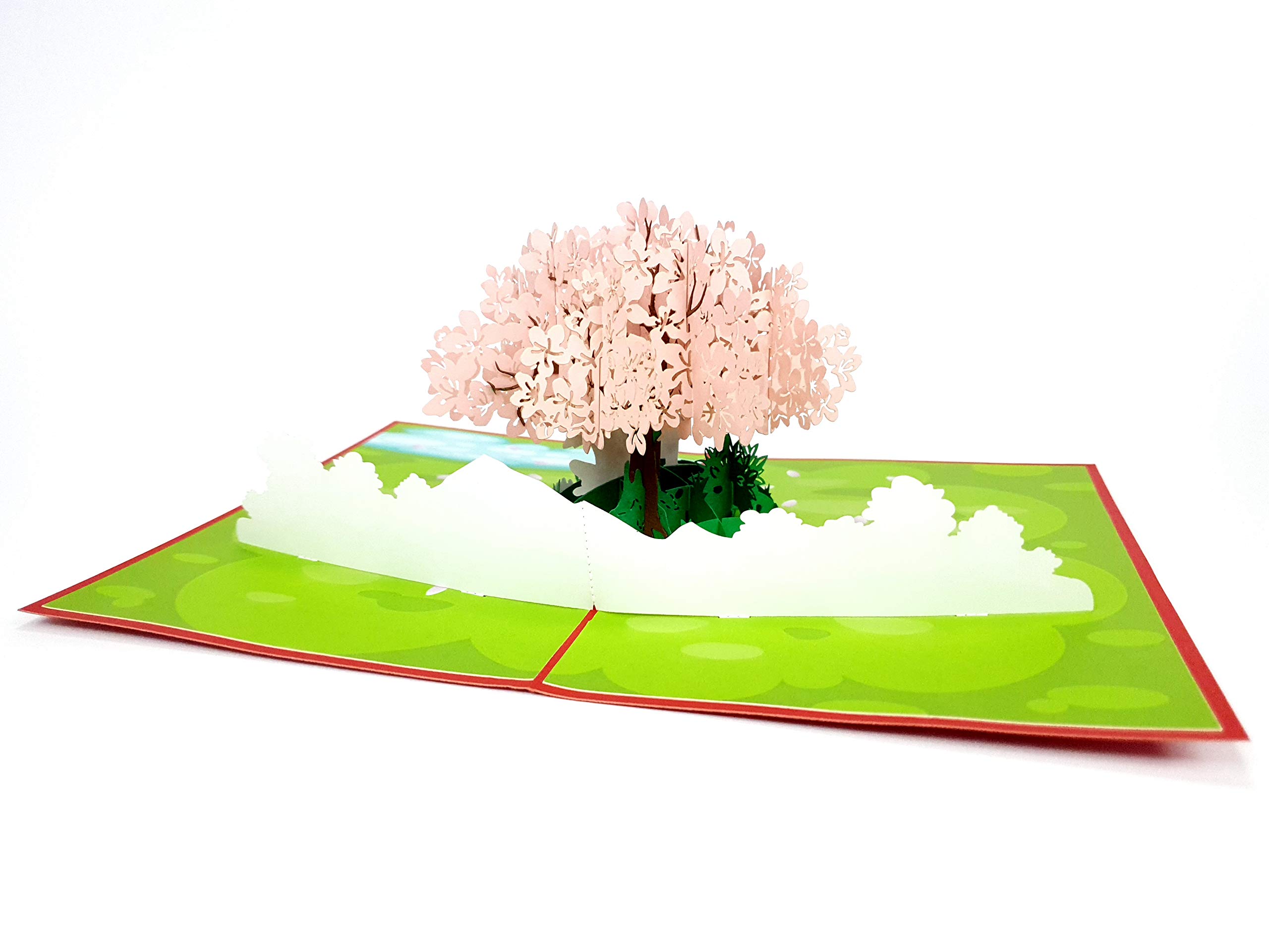 Carte Kirigami 3D Pop-up Bouquet De Fleurs Rouge/Écru - Neuf Avec Enveloppe