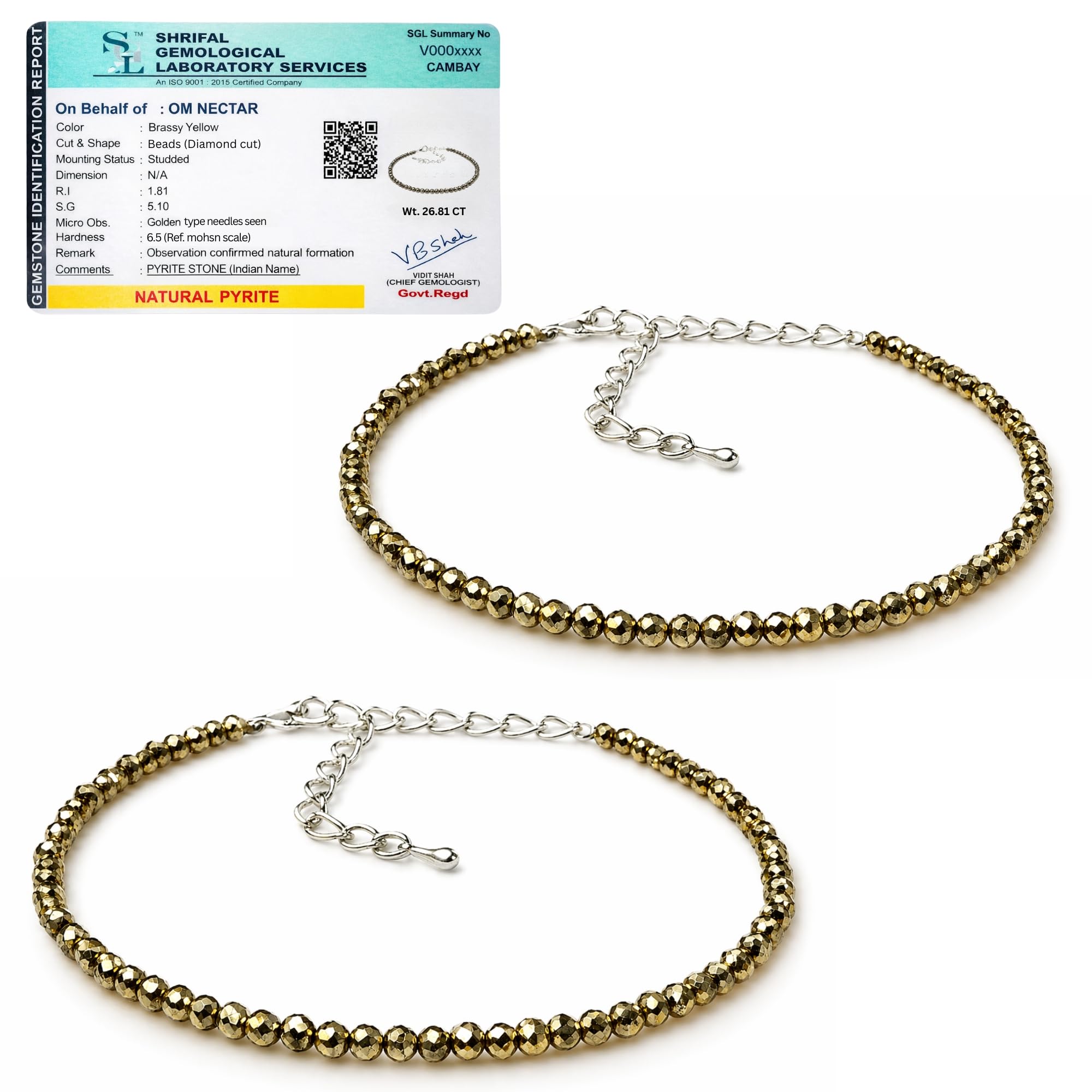 Women's Pyrite Anklet, Healing Stone for Wealth & Luck