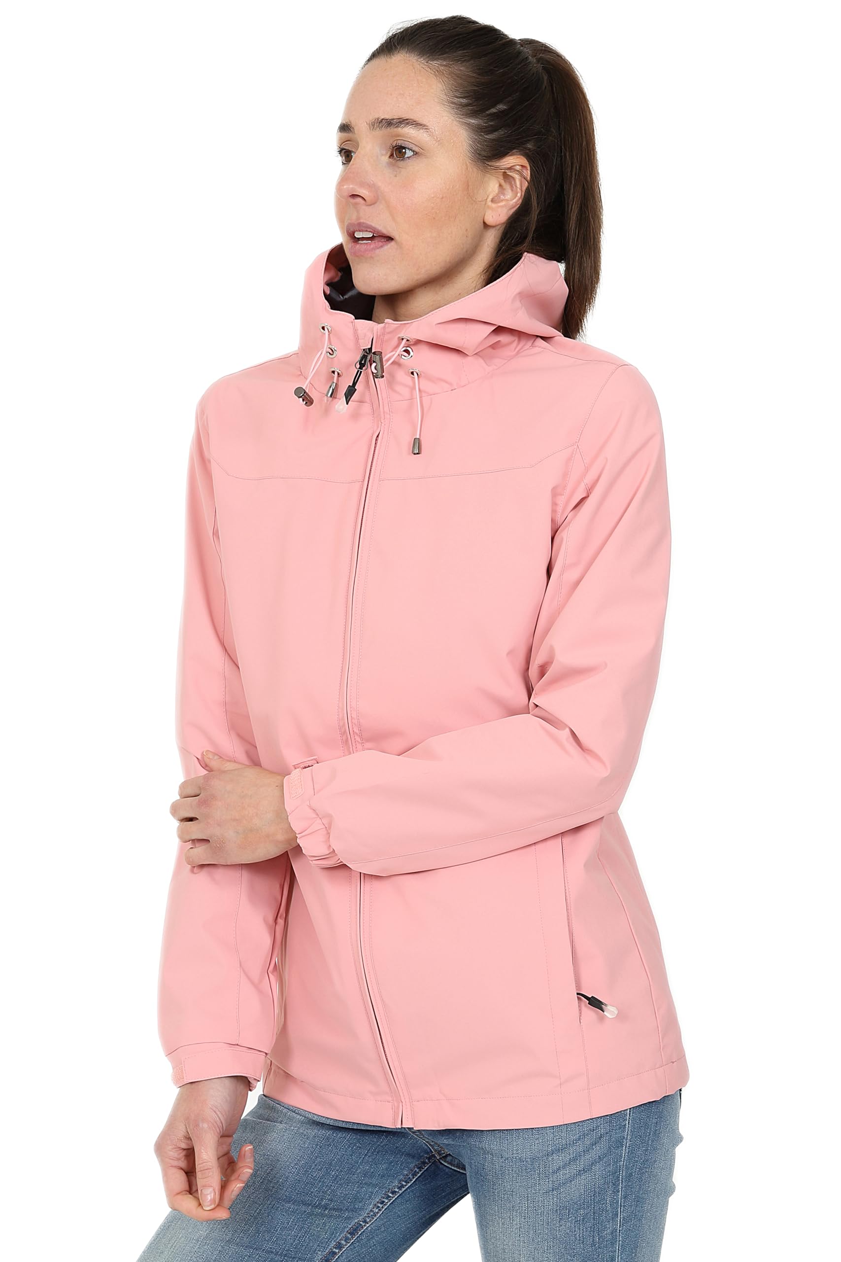 Blu Apparel Chaqueta impermeable con capucha para mujer, cortavientos, senderismo, caminar, chaqueta de primavera