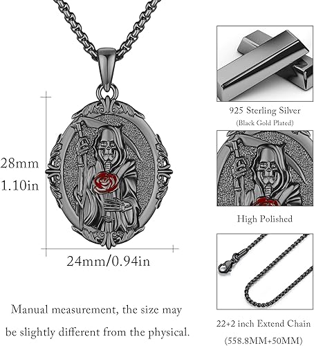 Vista 714 de Collar con colgante de plata de ley 925 con medalla de San Patrón, joyería religiosa para hombres y mujeres, con cadena de acero inoxidable 316L