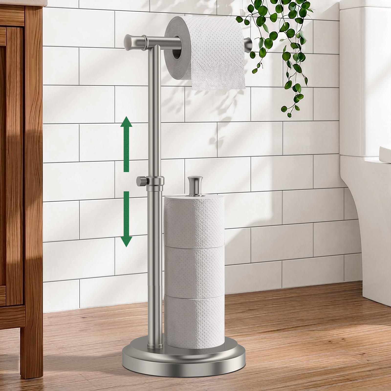 Hoimpro Toilet Paper Holder Stand Tissue Roll Holder Brushed Nickel