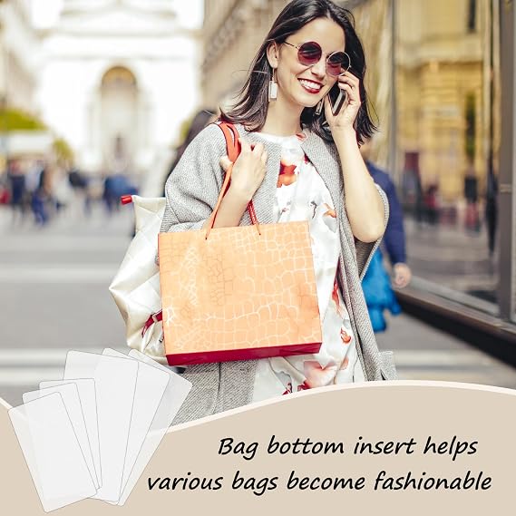6 Pieces 12 x 5, 10 x 5 Inch Plastic Rectangle Handbag Base Shaper, Purse Bottom Insert Clear Bag Stabilizer Handbag Base Shaper Purse Bottom Insert, Bag Shaper for DIY Tote Purse Handbag Bottom