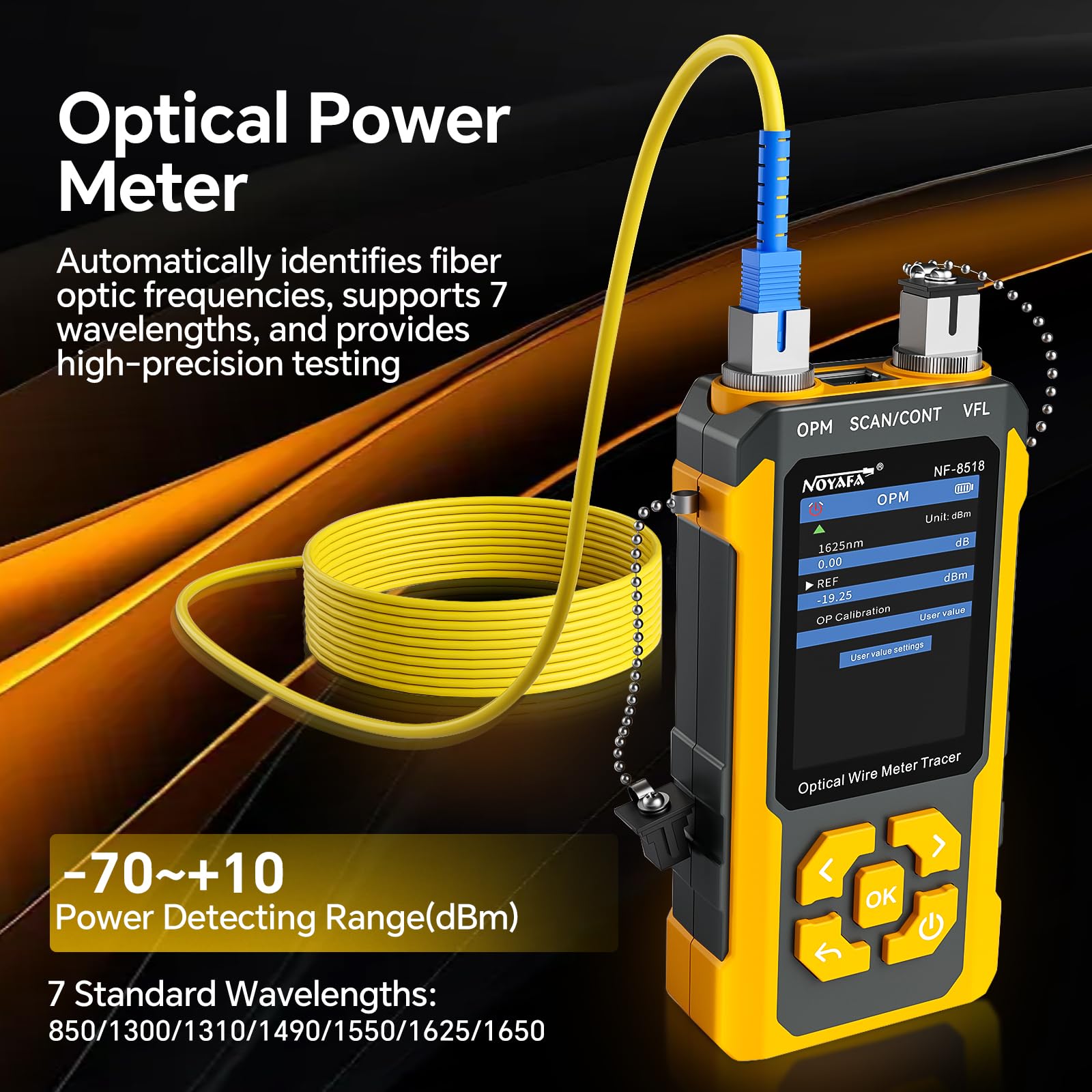 NOYAFA NF-8518 Netzwerkkabeltester mit optischem Leistungsmesser, Ethernet-Kabeltester, CAT6-Kabelortungsgerät, VFL-PoE-QC-Port-Flicker, Längenmessung, Glasfaser-Fehlerortungsgerät | Ethernet-Kabeltester, RJ45, CAT5, CAT6, Kabel-Tracker, NCV-PoE-QC-Port-F