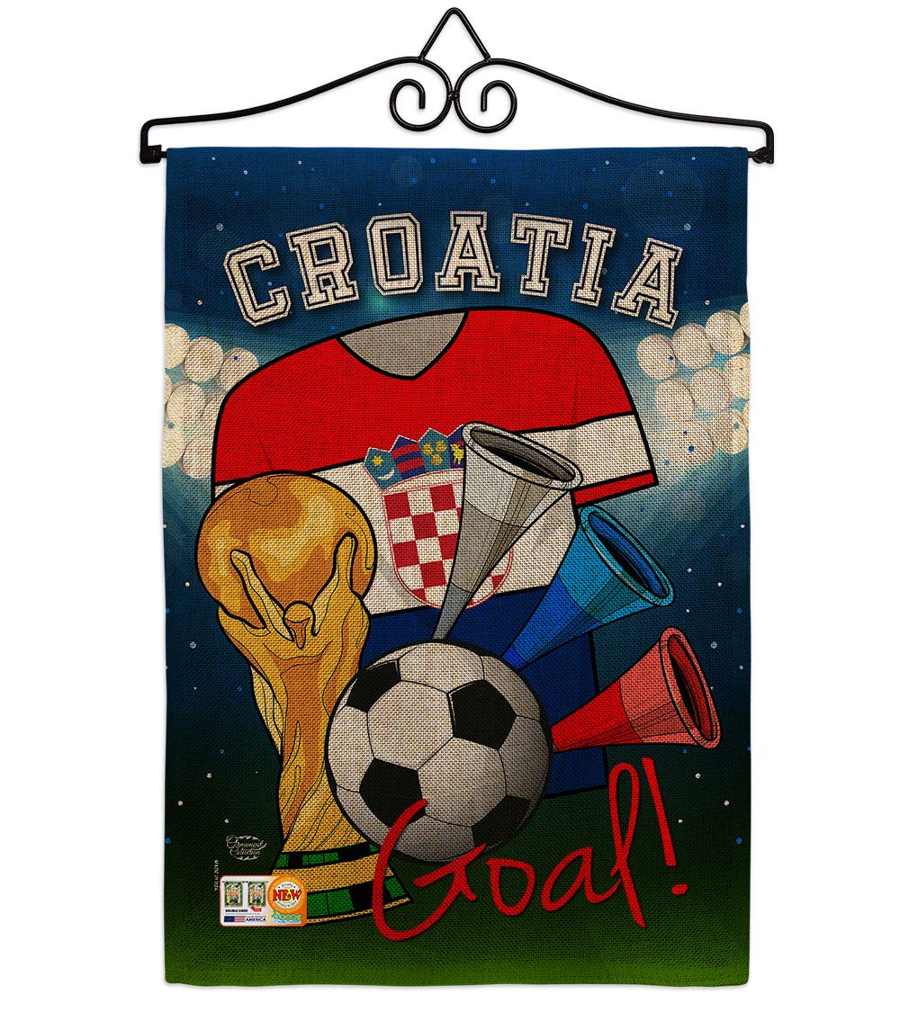 World Cup Croatia Soccer Burlap Garden Flag Set Wall Hanger Sports Game Goal Ball Football Entertainment Activity Physical Small Decorative Gift Yard
