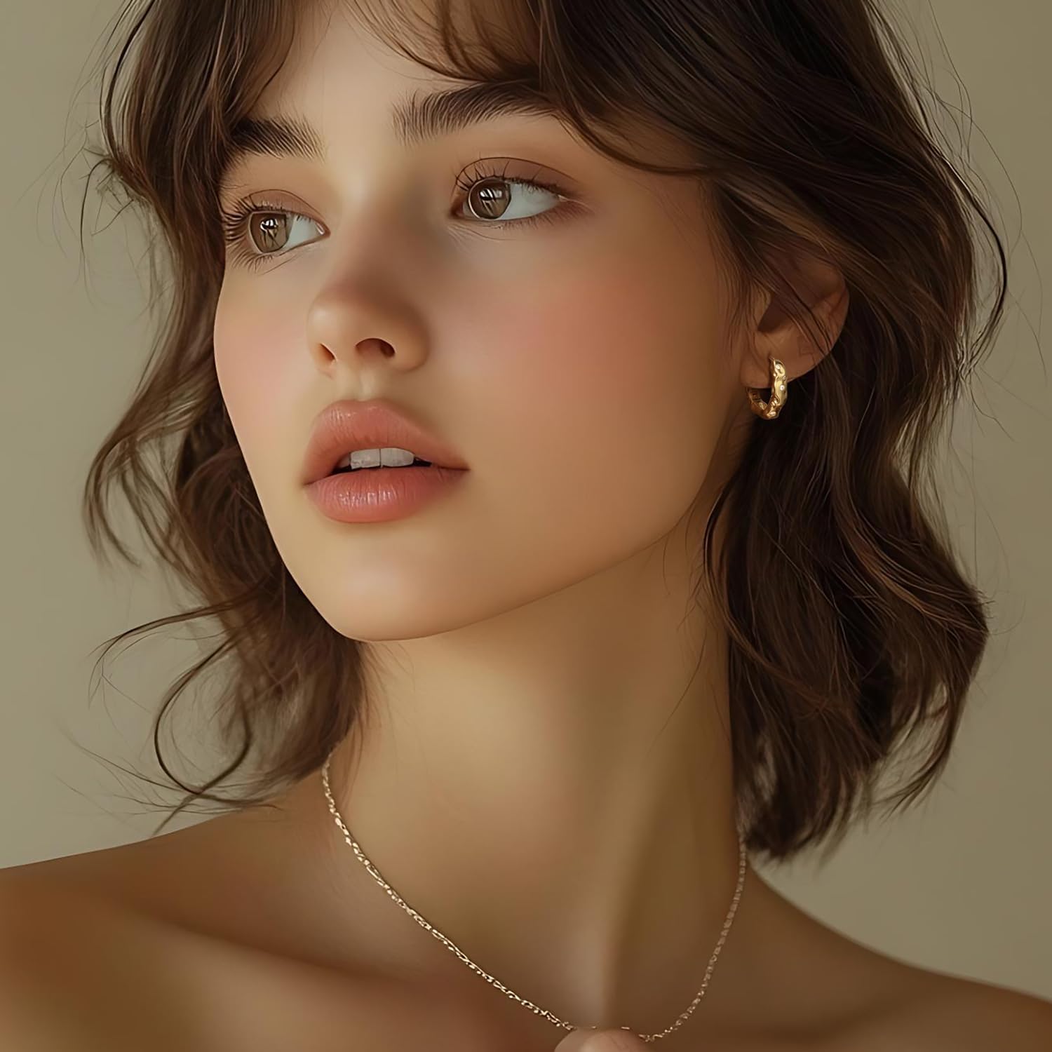 Gold Hoop Earrings Gold earrings for Women 14K Gold Hoop Earring for Women Hoops Earring for Womens Trendy Unique and Irregular Indentations with Cubic Zirconia Hoops 20mm - Image 4